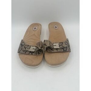 Dr Scholls Original Wooden Sandals Snake Skin Clogs Women's‎ 9 Italy NEW